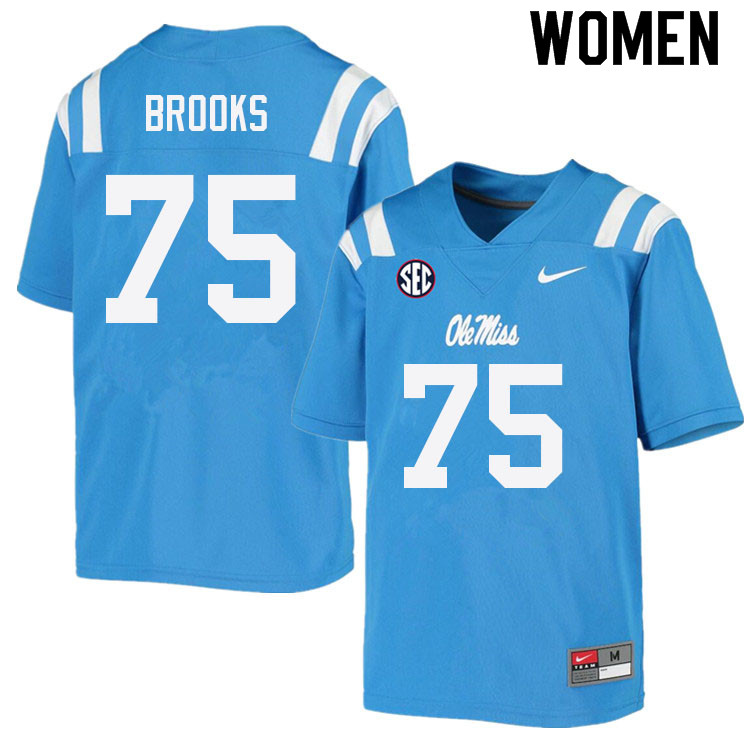 Women #75 Mason Brooks Ole Miss Rebels College Football Jerseys Sale-Power Blue